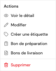 L’action Créer une étiquette dans le menu de la commande.